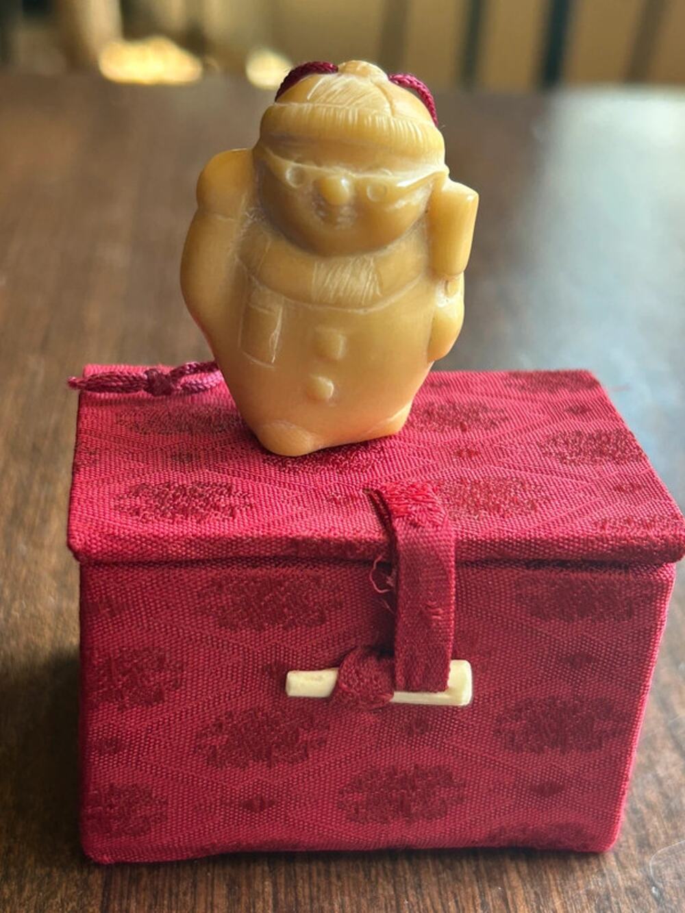 vintage hand-carved stone miniature figurine ornament with box